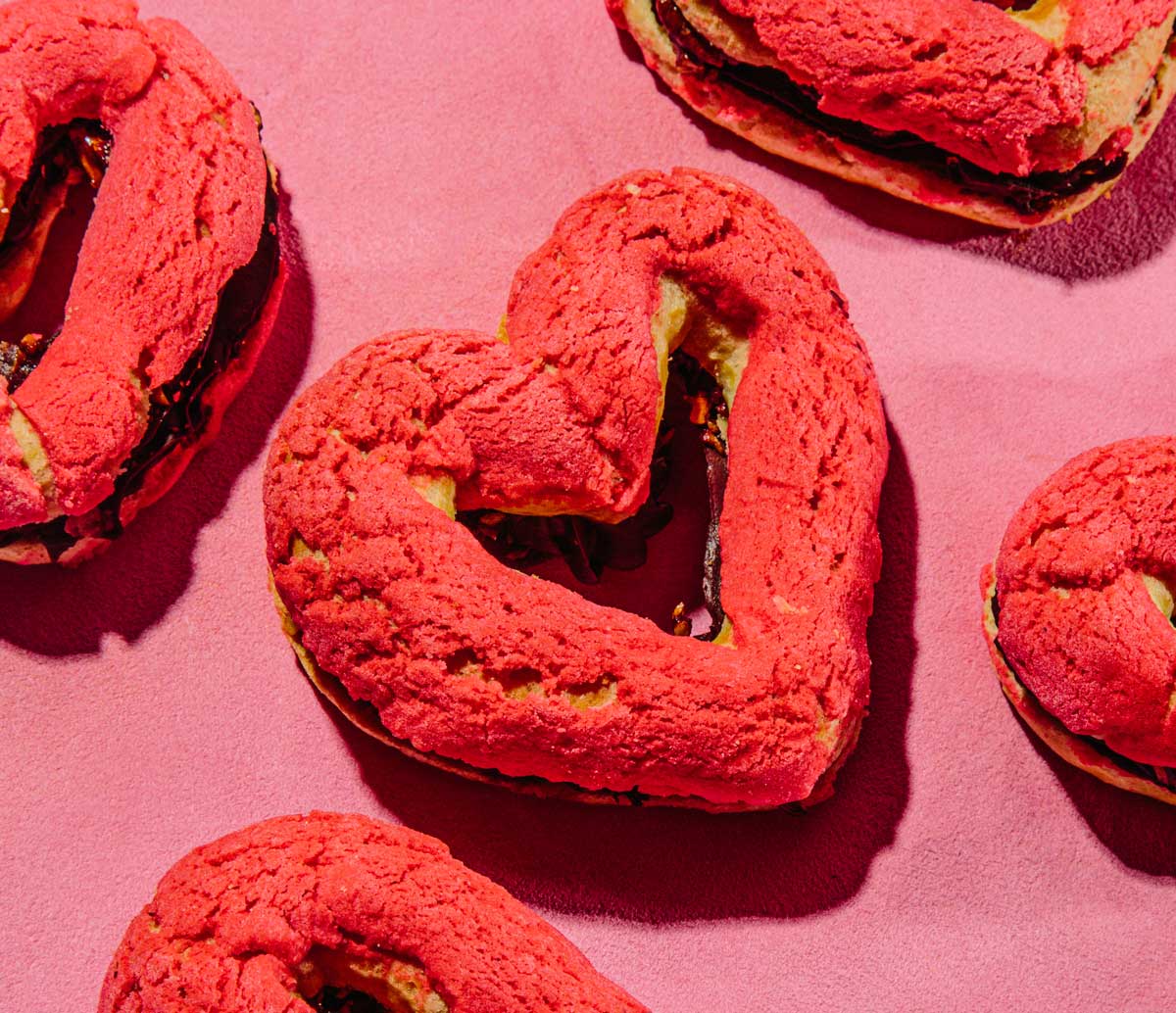 Heart Shaped Choux with Chocolate Crèmeux and Pecan Praline