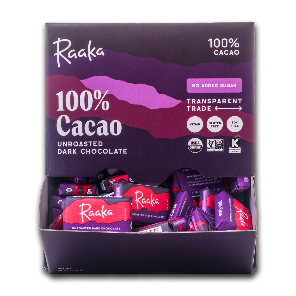 100% Cacao Minis (Box of 100) - Raaka Chocolate