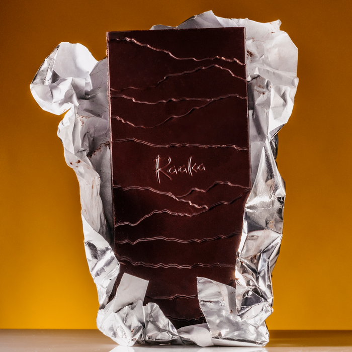 Bananas Foster open wrapper - Raaka Chocolate