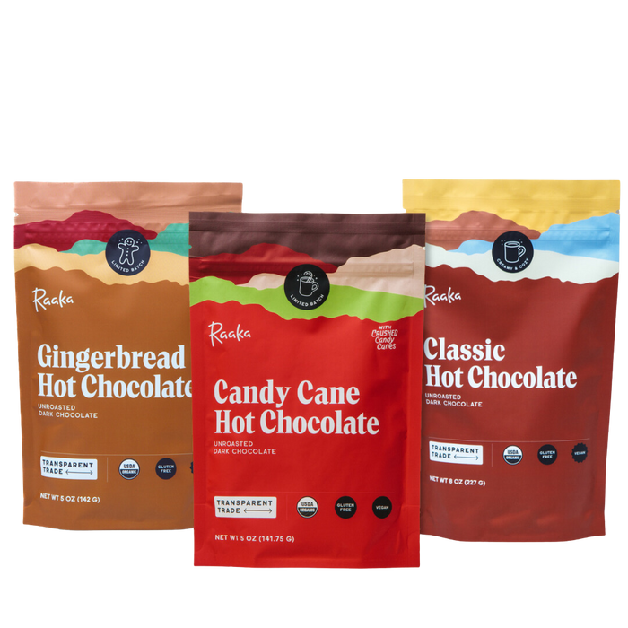 Three bags of hot chocolate