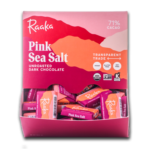 Pink Sea Salt Minis (Box of 100) - Raaka Chocolate