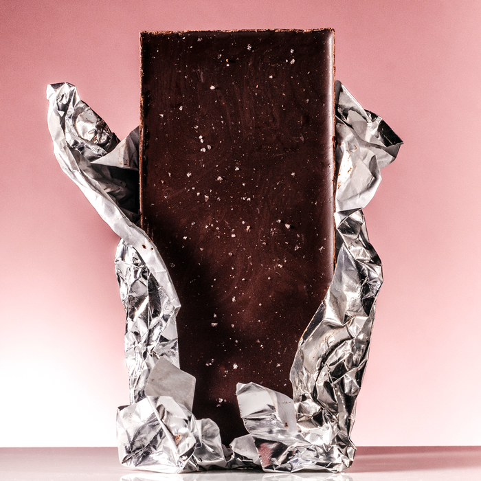 Pink Sea Salt Open Wrapper - Raaka Chocolate