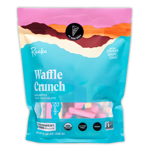 Waffle Crunch 40ct Bag - Unroasted Dark Chocolate - Raaka Chocolate