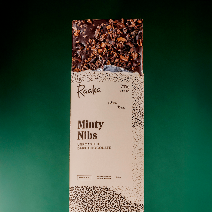 Minty Nibs with bar poking out of wrapper