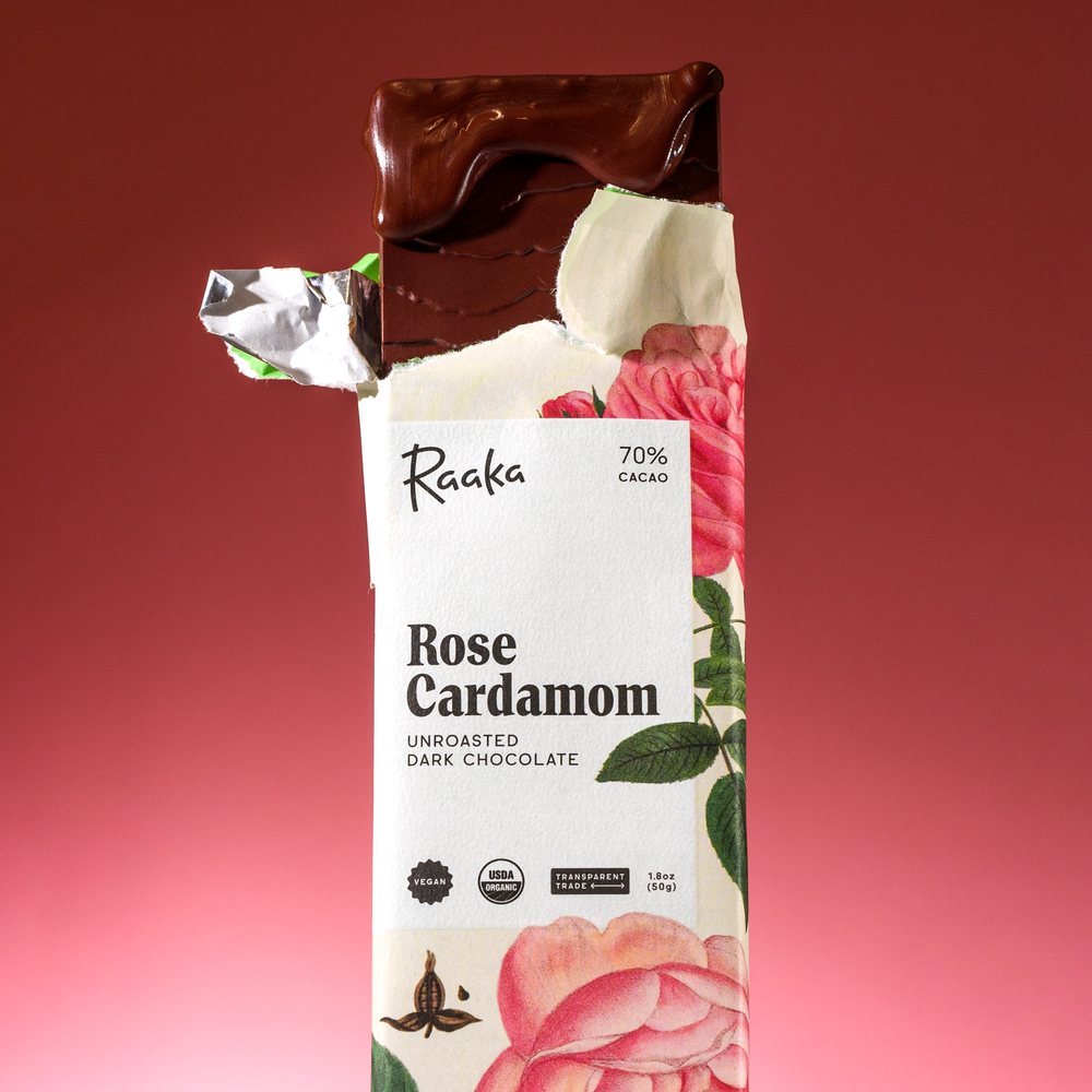 Rose Cardamom bar with open wrapper