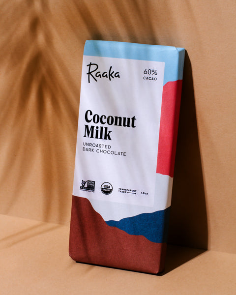 Pure Cacao & Strawberry & Coconut 80% Dark Chocolate – Raaka Chocolate